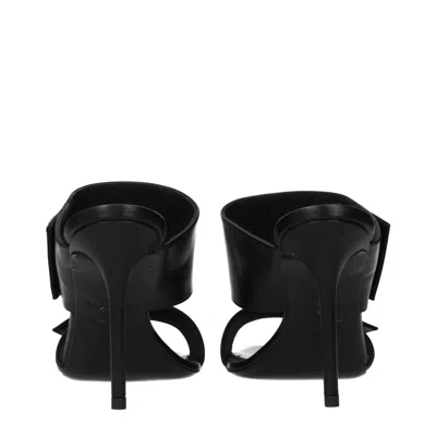 Balmain Black Leather Stiletto Heel Sandals In Black