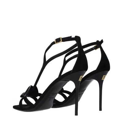 Balmain Black Leather Stiletto Heel Sandals In Black