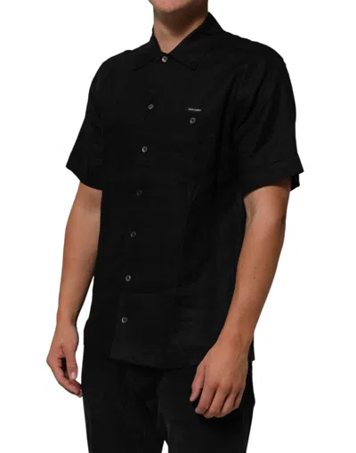 Carhartt Black Linen Collared Short Sleeve Polo Shirt In Black