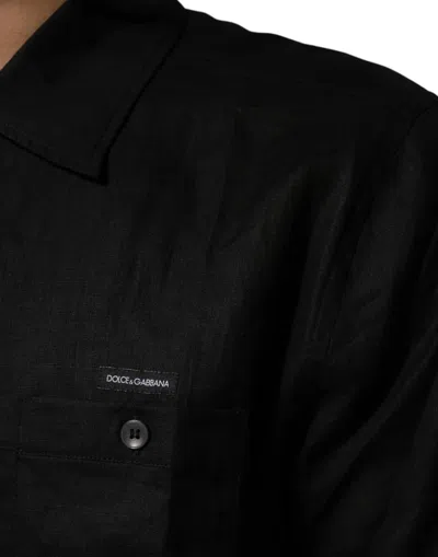 Carhartt Black Linen Collared Short Sleeve Polo Shirt In Black