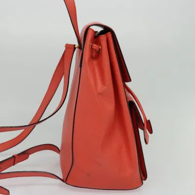 Pre-owned Celine Backpack Leather Orange Leather Backpack Bag ()