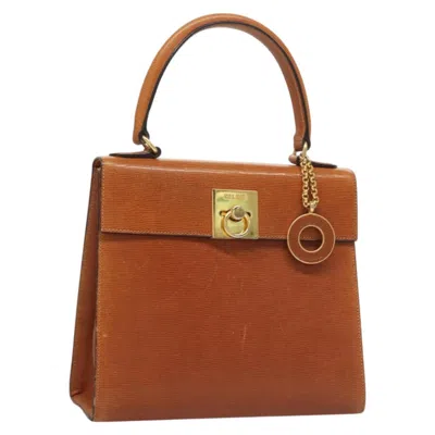 Pre-owned Celine Vintage Logo Top Handle Bag Leather Brown Leather Handbag ()