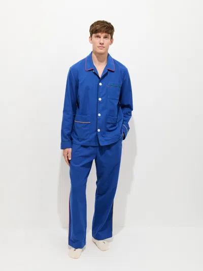Alex Mill Piped Sleep Pant In Flannel In Blue