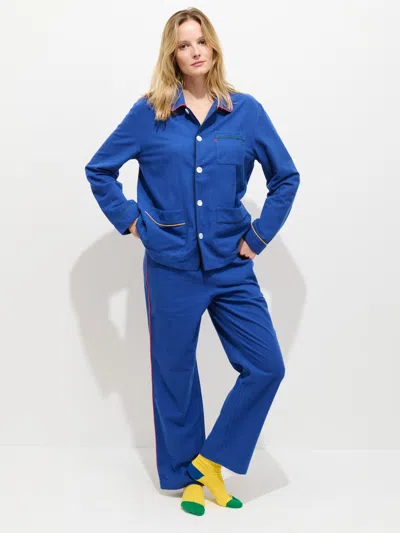 Alex Mill Piped Sleep Pant In Flannel In Blue