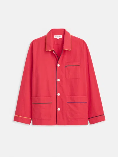 Alex Mill Piped Sleep Shirt In Flannel In Red