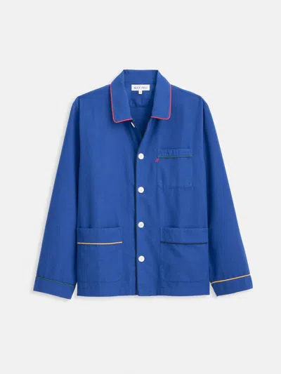 Alex Mill Piped Sleep Shirt In Flannel In Blue