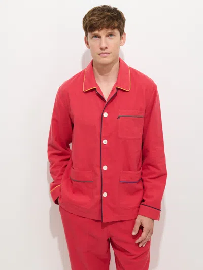 Alex Mill Piped Sleep Shirt In Flannel In Red