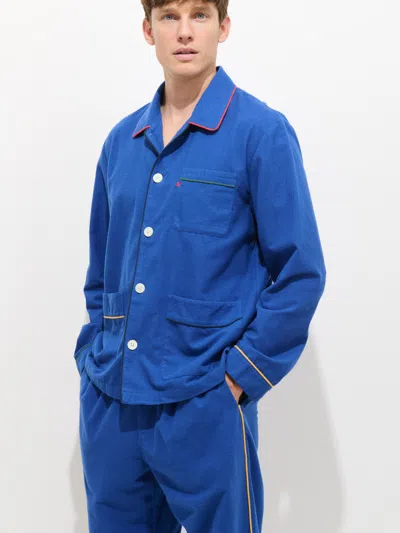 Alex Mill Piped Sleep Shirt In Flannel In Blue