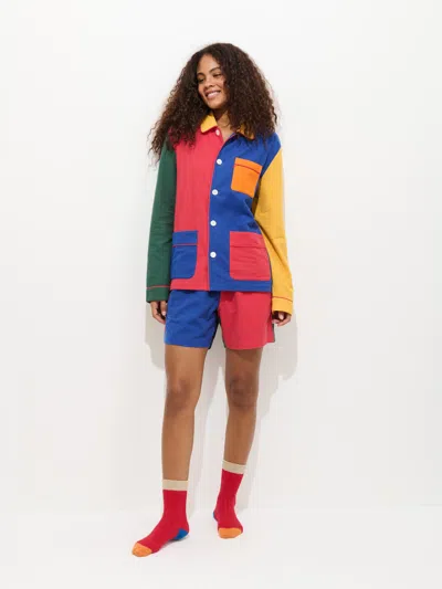 Alex Mill The Colorblock Flannel Sleep Short In Multi