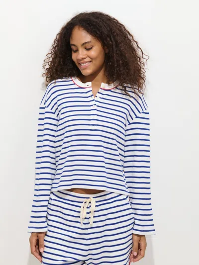 Alex Mill The Striped Waffle Sleeping Henley In White
