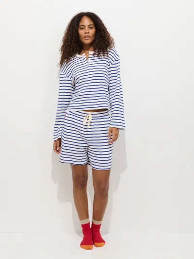 Alex Mill The Striped Waffle Sleeping Henley In White