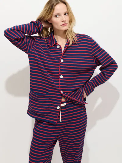 Alex Mill The Striped Waffle Sleeping Shirt In Multi