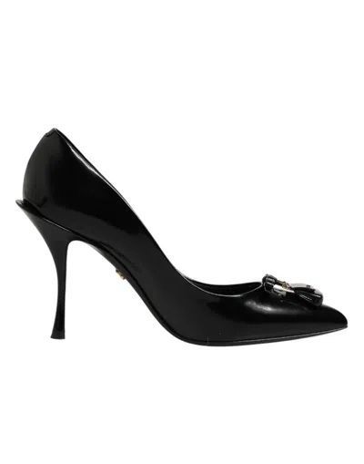 Dolce & Gabbana Black Bag Embellished Heels Pumps Women's Shoes In Black