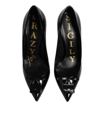 Dolce & Gabbana Black Bag Embellished Heels Pumps Women's Shoes In Black