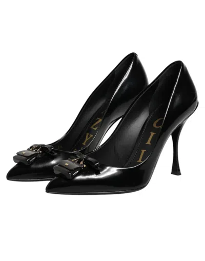 Dolce & Gabbana Black Bag Embellished Heels Pumps Women's Shoes In Black