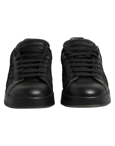 Pre-owned Dolce & Gabbana Black Floral Lace Low Top Sneaker Women's Shoes ()