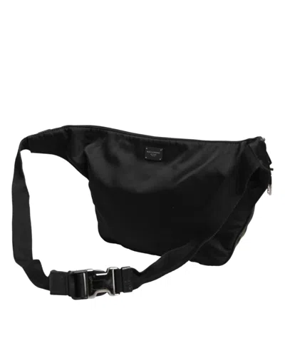 Pre-owned Dolce & Gabbana Black Logo Tape Print Waist Fanny Pack Men's Borse Men's Bag ()
