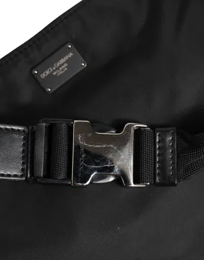 Pre-owned Dolce & Gabbana Black Logo Tape Print Waist Fanny Pack Men's Borse Men's Bag ()
