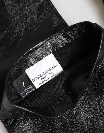 Dolce & Gabbana Black Polyester Elbow Length Mitten Gloves In Black