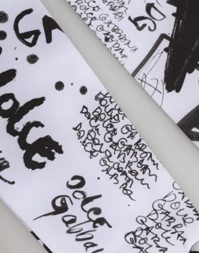 Dolce & Gabbana Black White Dg Logo Elbow Length Mitten Gloves In White