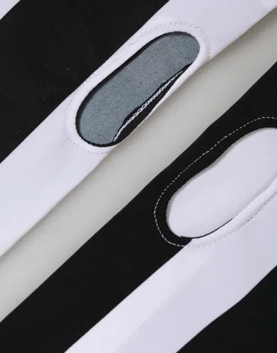 Dolce & Gabbana Black White Nylon Fingerless Wrist Length Women's Gloves In Multi