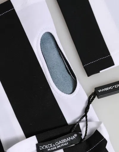 Dolce & Gabbana Black White Nylon Fingerless Wrist Length Women's Gloves In Multi