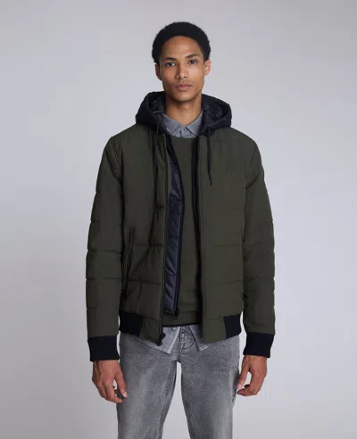 Kenneth Cole Oxford Hood Bomber Jacket In Green