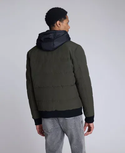 Kenneth Cole Oxford Hood Bomber Jacket In Green