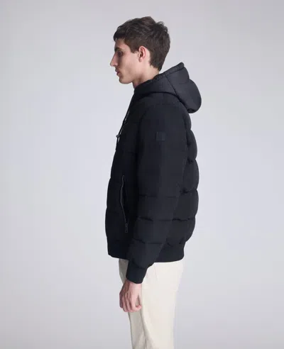 Kenneth Cole Oxford Hood Bomber Jacket In Blue