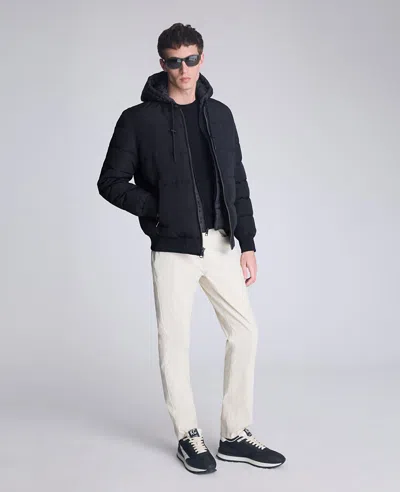 Kenneth Cole Oxford Hood Bomber Jacket In Blue