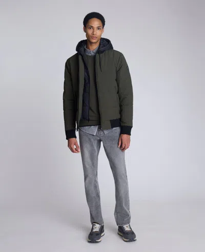 Kenneth Cole Oxford Hood Bomber Jacket In Green