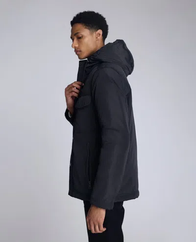 Kenneth Cole Utlilty Rain Hooded Jacket In Blue