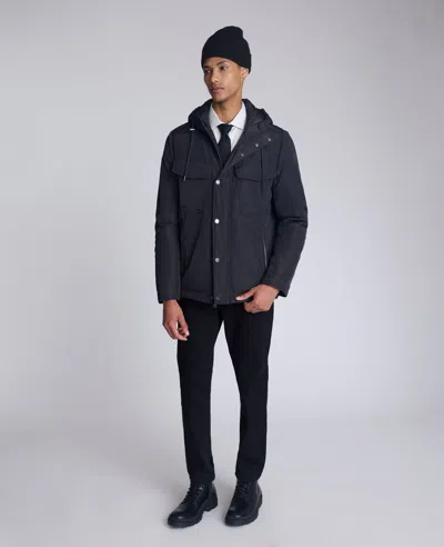 Kenneth Cole Utlilty Rain Hooded Jacket In Blue