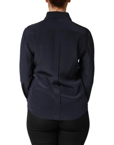Pre-owned Dolce & Gabbana Blue Collared Long Sleeves Dress Shirt Women's Top ()