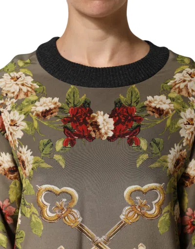 Dolce & Gabbana Enchanted Sicily Silk Crewneck Blouse Sweater In Brown