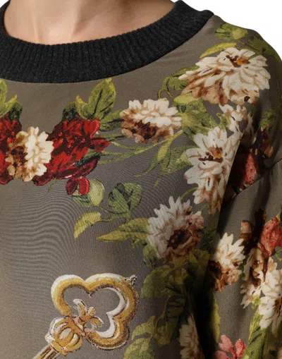 Dolce & Gabbana Enchanted Sicily Silk Crewneck Blouse Sweater In Brown