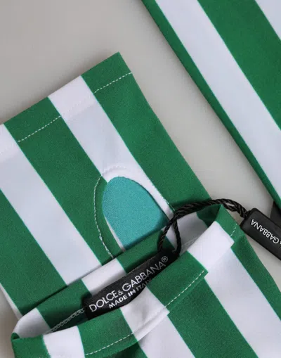 Dolce & Gabbana Green White Nylon Fingerless Wrist Length Women's Gloves In Green