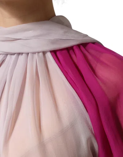 Dolce & Gabbana Multicolor Short Sleeves Silk Blouse Top In White