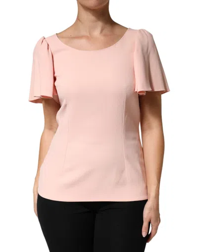 Dolce & Gabbana Pink Short Sleeves Round Neck Blouse Top In Pink