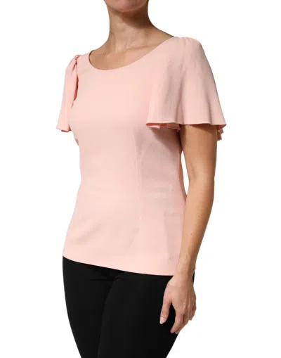 Dolce & Gabbana Pink Short Sleeves Round Neck Blouse Top In Pink