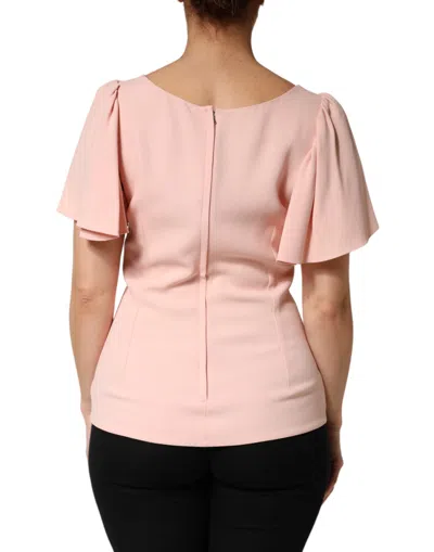 Dolce & Gabbana Pink Short Sleeves Round Neck Blouse Top In Pink