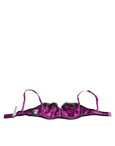 Dolce & Gabbana Purple Silk Underwired Balconette Bra Women's Underwear In Purple