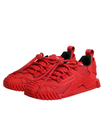 Dolce & Gabbana Red Logo Lace Low Top Ns1 Sneakers Shoes In Red
