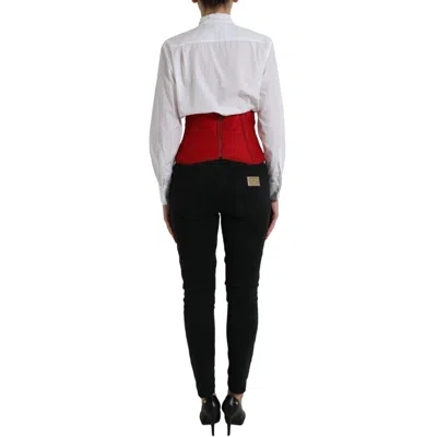 Dolce & Gabbana Red Silk Belt Waist Lace Up Strap Women's Corset In Red