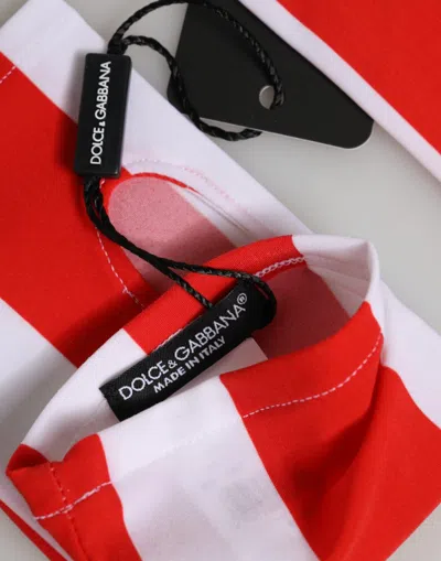 Dolce & Gabbana Red White Nylon Fingerless Wrist Length Women's Gloves In Red