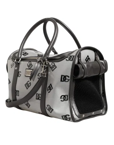 Pre-owned Dolce & Gabbana White Dg Logo Pet Carrier Logo Plaque Top Handle Women's Bag ()
