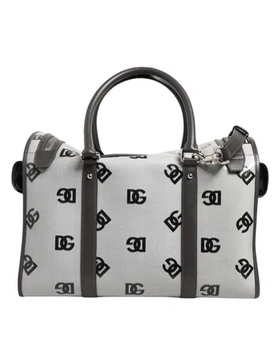 Pre-owned Dolce & Gabbana White Dg Logo Pet Carrier Logo Plaque Top Handle Women's Bag ()