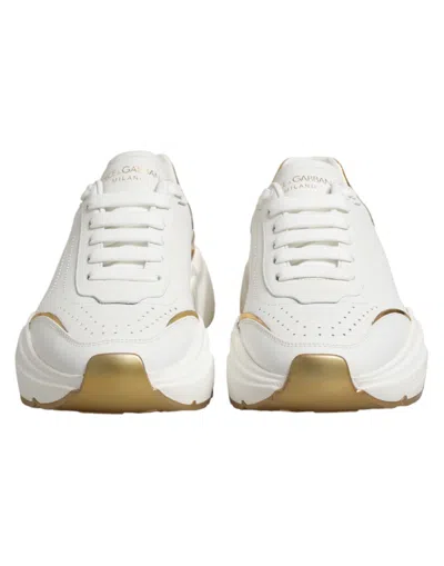 Pre-owned Dolce & Gabbana White Gold Daymaster Low Top Sneakers Women's Shoes ()