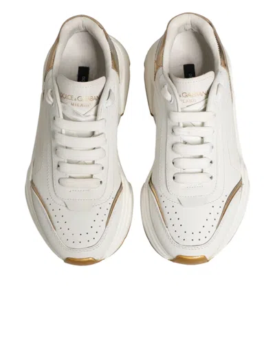 Pre-owned Dolce & Gabbana White Gold Daymaster Low Top Sneakers Women's Shoes ()