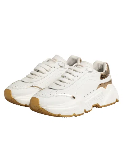 Pre-owned Dolce & Gabbana White Gold Daymaster Low Top Sneakers Women's Shoes ()